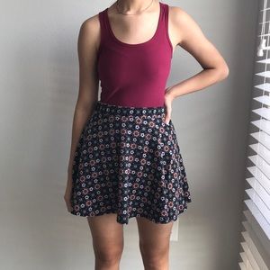 Black floral Circle Skirt